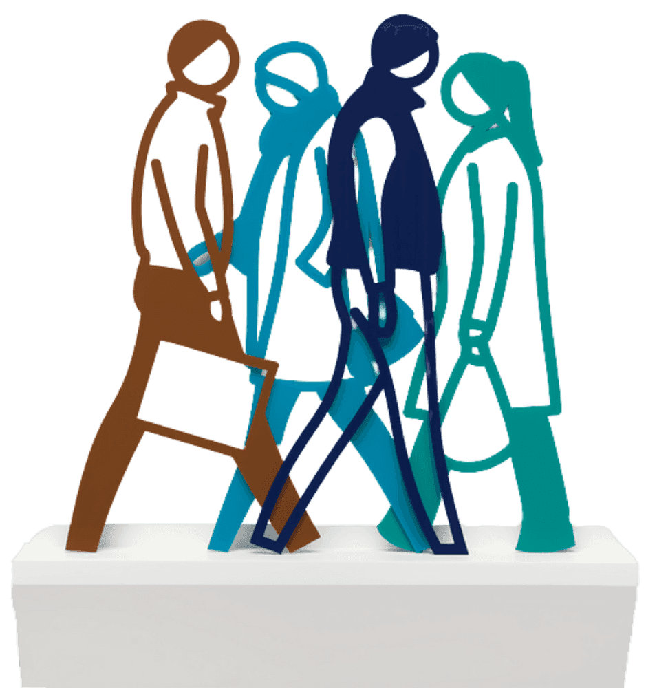 Julian Opie, ‘Belgium 1’, 2021, Sculpture, Wall mounted Corian shelves, each with four freestanding acrylic sculptures, Cristea Roberts Gallery, Numbered