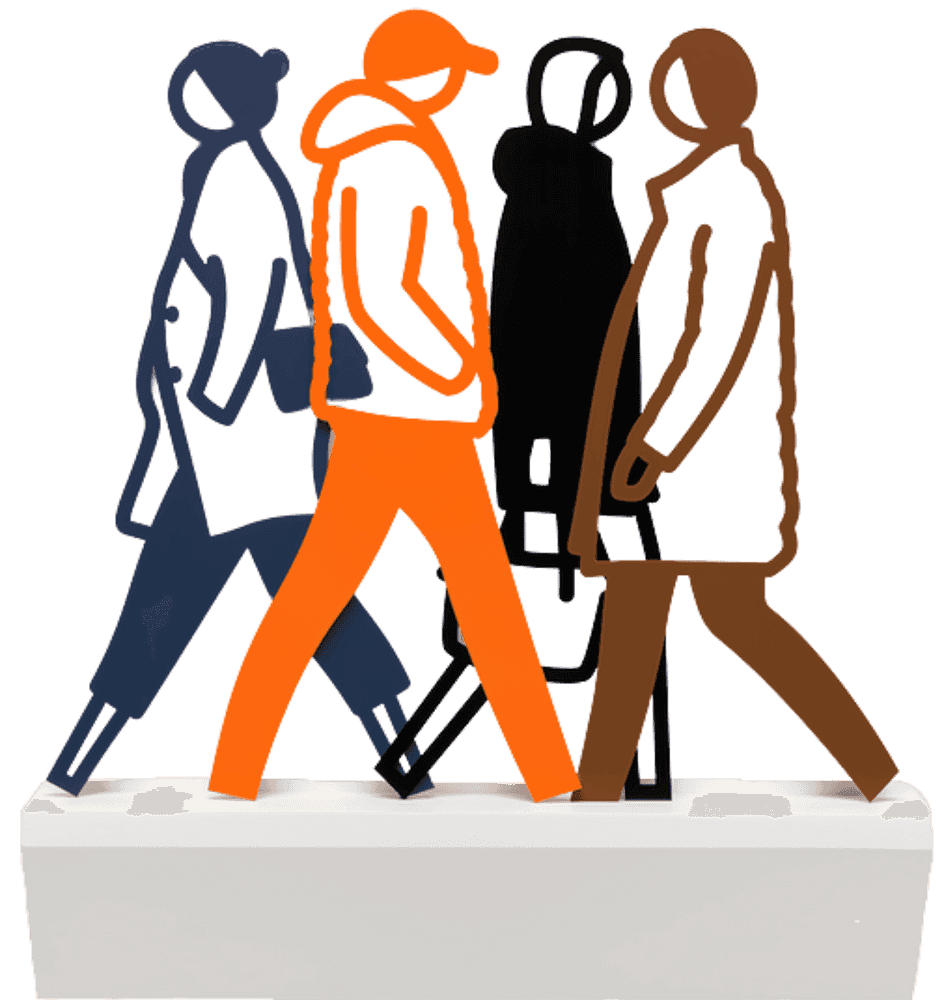 Julian Opie, ‘Belgium 2’, 2021, Sculpture, Wall mounted Corian shelves, each with four freestanding acrylic sculptures, Cristea Roberts Gallery, Numbered