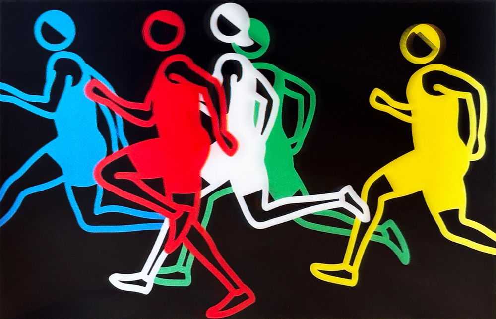 Julian Opie, ‘Sprinters - Men Sprinters 2’, 2024, Print, Lenticular Acrylic panel mounted onto white acrylic, null, 
