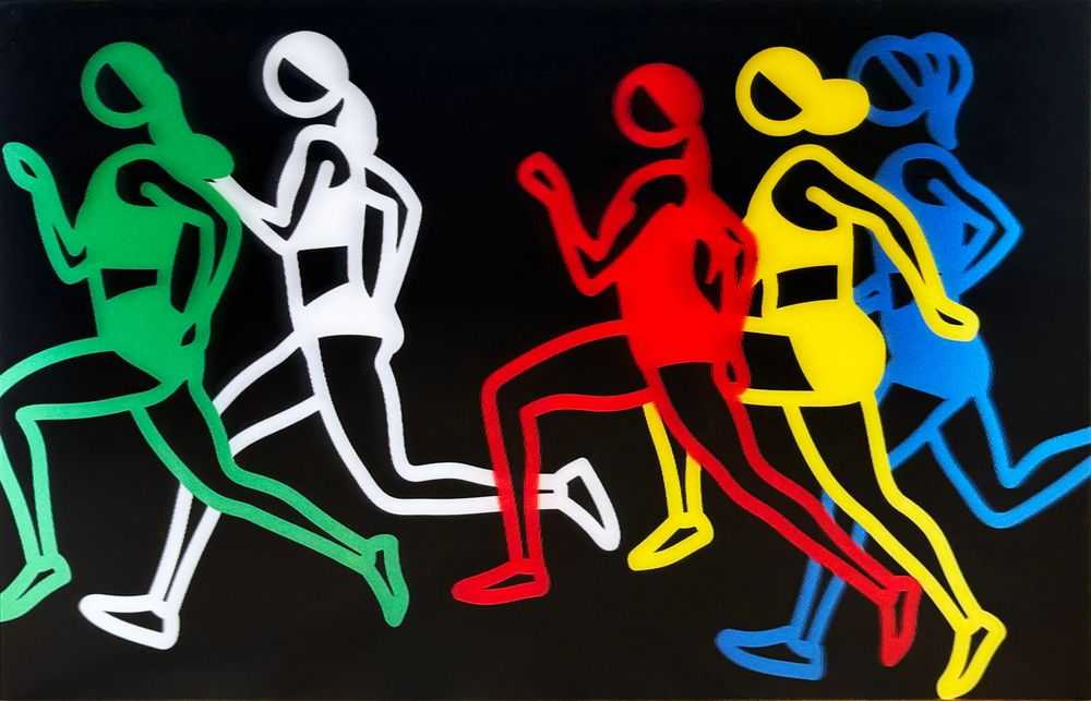 Julian Opie, ‘Sprinters - Women Sprinters 1’, 2024, Print, Lenticular Acrylic panel mounted onto white acrylic, null, 
