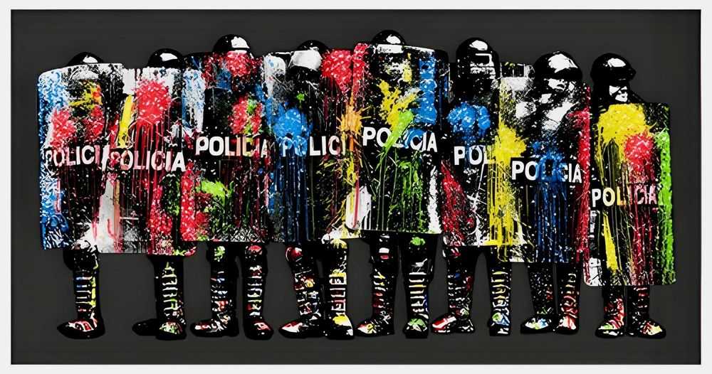 K Guy, ‘Paint Bomb Policia (Night Riot Black)’, 28-02-2013, Print, Screen Print, Self Released, Numbered, Handfinished