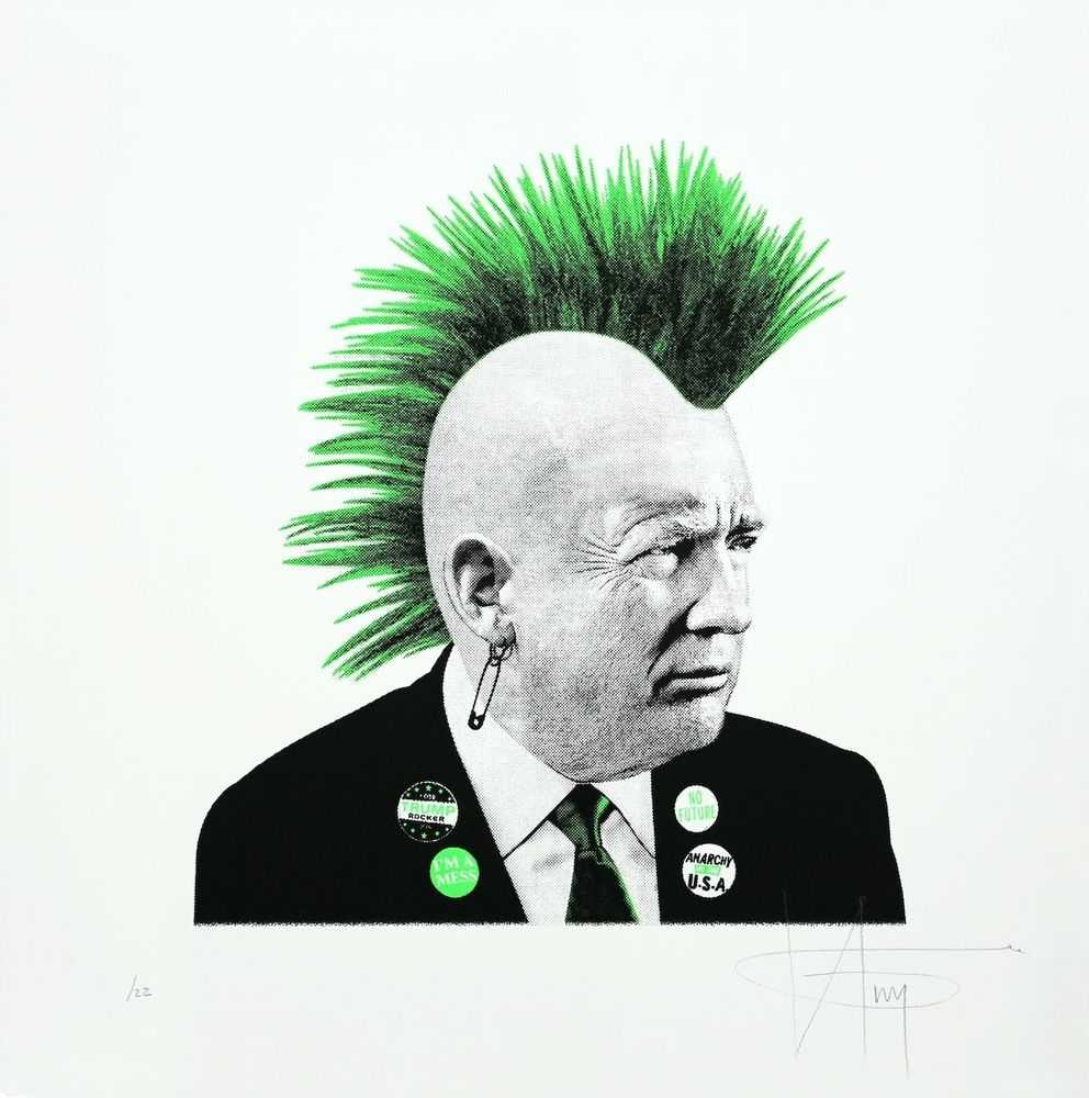K Guy, ‘Punk Trump (Green Neon)’, 2016, Print, Silkscreen, null, Numbered