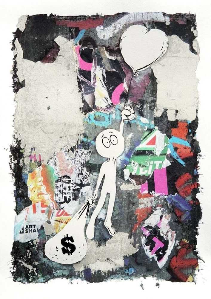 Kai, ‘Love vs Money’, 17-09-2017, Print, 8 Layer serigraph on deckled paper, Self-released, Numbered