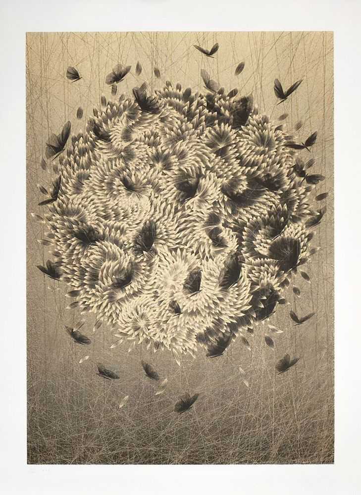 Kai & Sunny, ‘Black Angels (Light Copper)’, 23-11-2014, Print, Hand pulled 2 colour screenprint black and copper stardust on 100% cotton somerset satin 300gsm, Self-released, Numbered