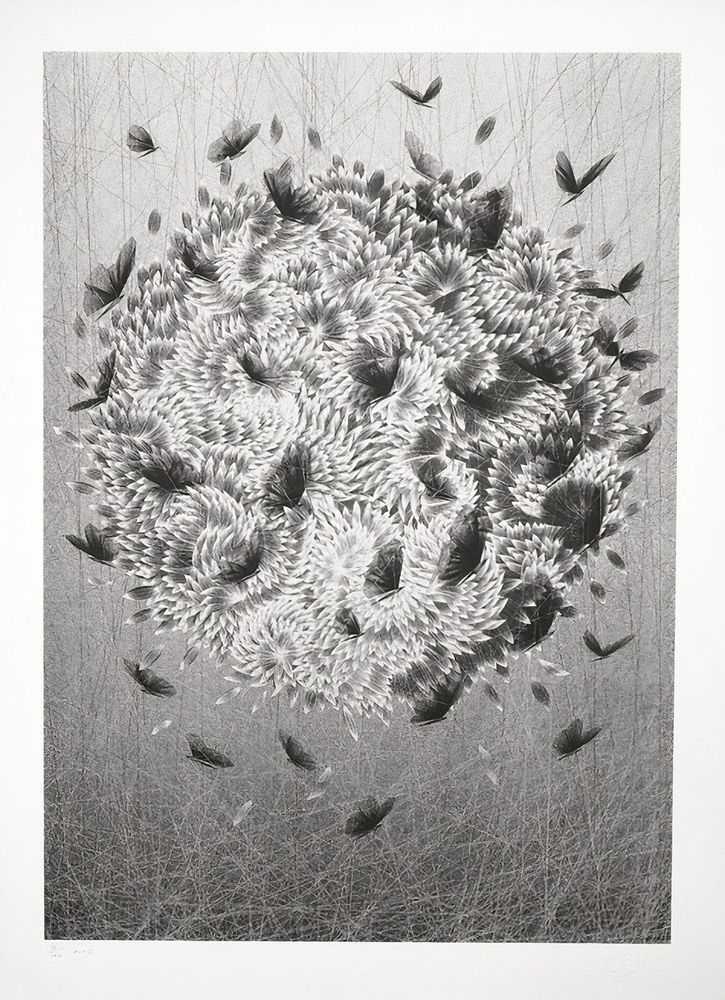 Kai & Sunny, ‘Black Angels (Silver)’, 23-11-2014, Print, Hand pulled 2 colour screenprint black and silver stardust on 100% cotton somerset satin 300gsm, Self-released, Numbered