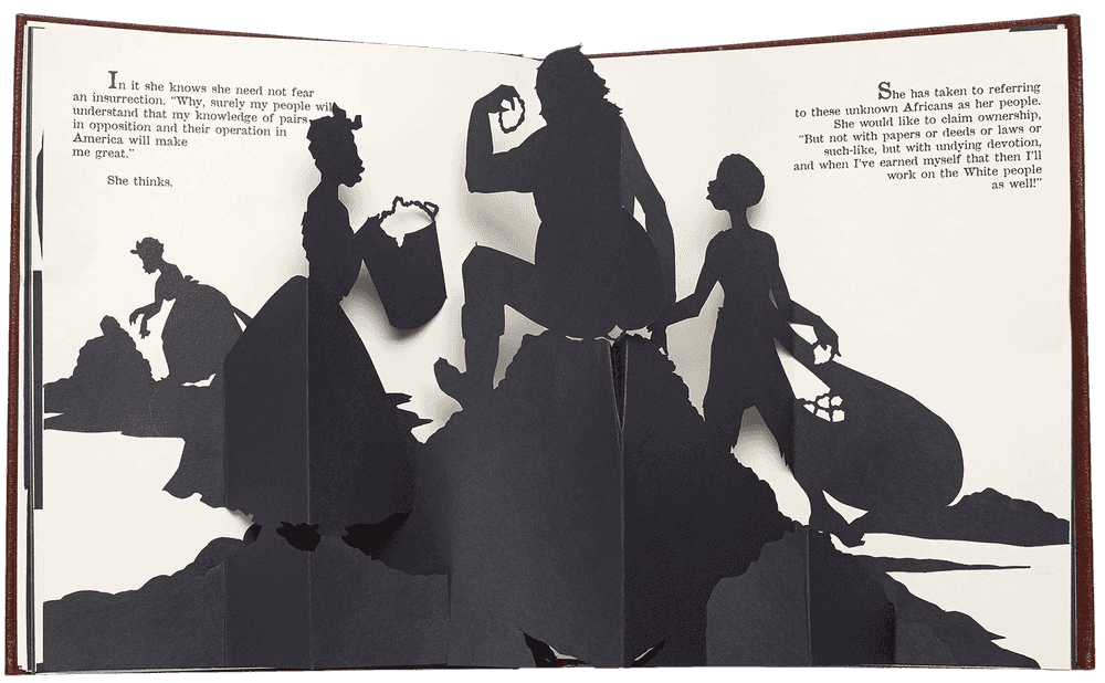 Kara Walker, ‘Freedom, A Fable’, 1997, Book, Laser-cut paper pop-up book, bound in brown leather (as issued), The Peter Norton Family Christmas Project, 