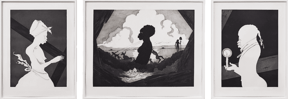 Kara Walker, ‘Resurrection Story With Patrons (Set of 3)’, 2017, Print, Etching with aquatint, sugar-lift, spit-bite and dry-point, Printed on Hahnemuhle Copperplate Bright White 400gsm paper, Sikkema Jenkins & Co., Numbered
