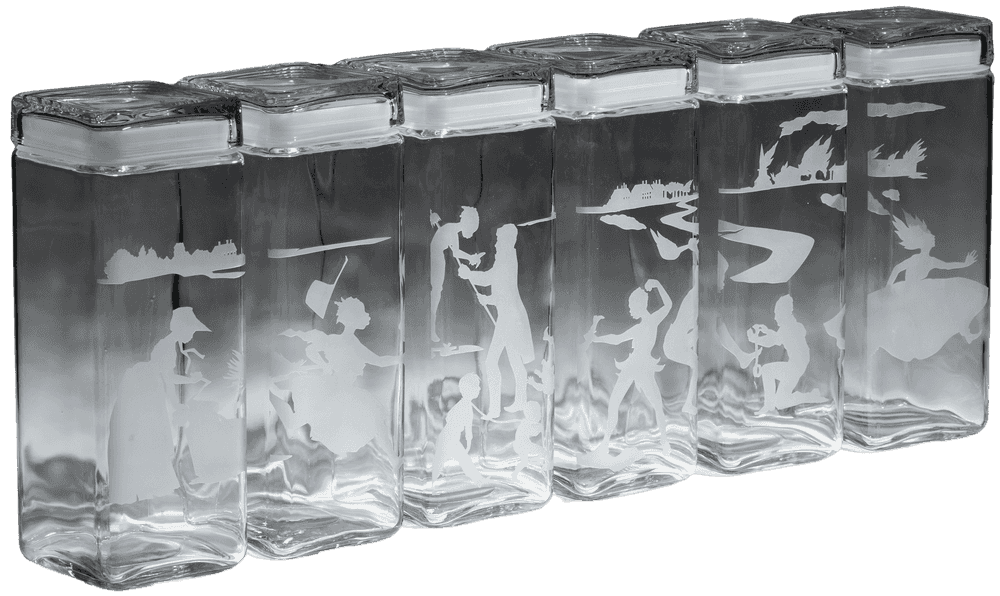 Kara Walker, ‘Untitled (Canisters)’, 1997, Sculpture, Set of 6 etched glass canisters, Renaissance Society, 