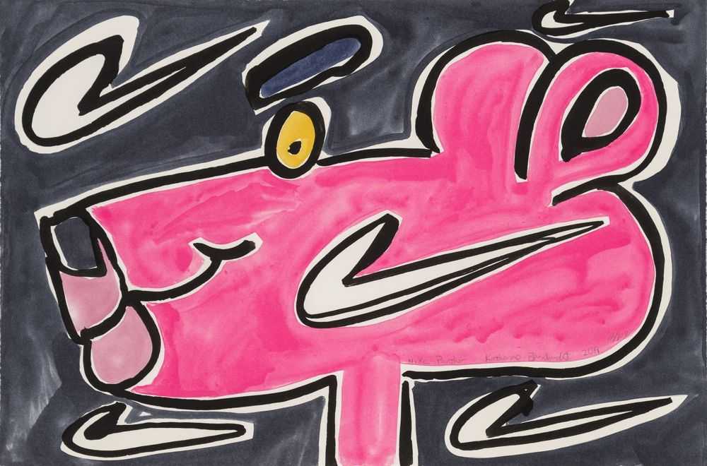 Katherine Bernhardt, ‘Nike Panther’, 21-05-2019, Print, Six colour lithograph on 100% cotton Rives BFK paper 300gsm, Art & Culture Projects, Numbered, Dated
