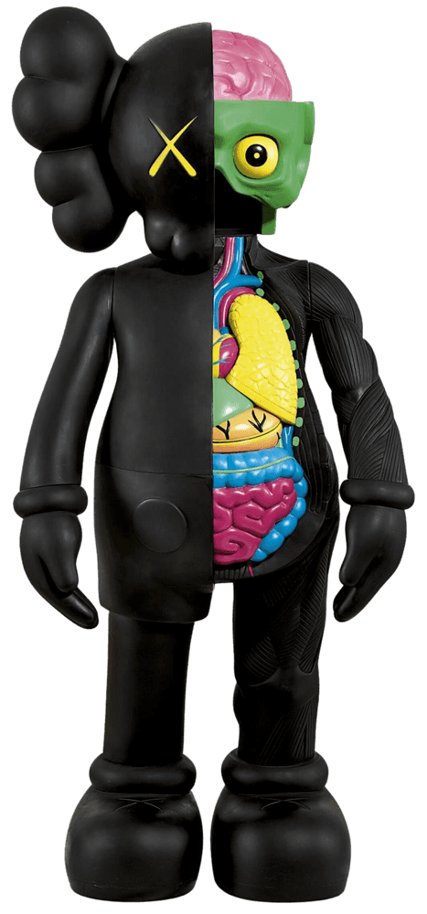 Kaws, ‘Four Foot Dissected Companion (Black)’, 2009, Sculpture, Painted cast vinyl, Medicom Toy, 
