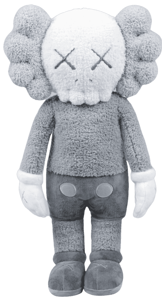 Kaws, ‘Kaws: Holiday Hong Kong Plush (Grey)’, 2019, Sculpture, Rice Boa & 100% Polyester plush, DDT, 