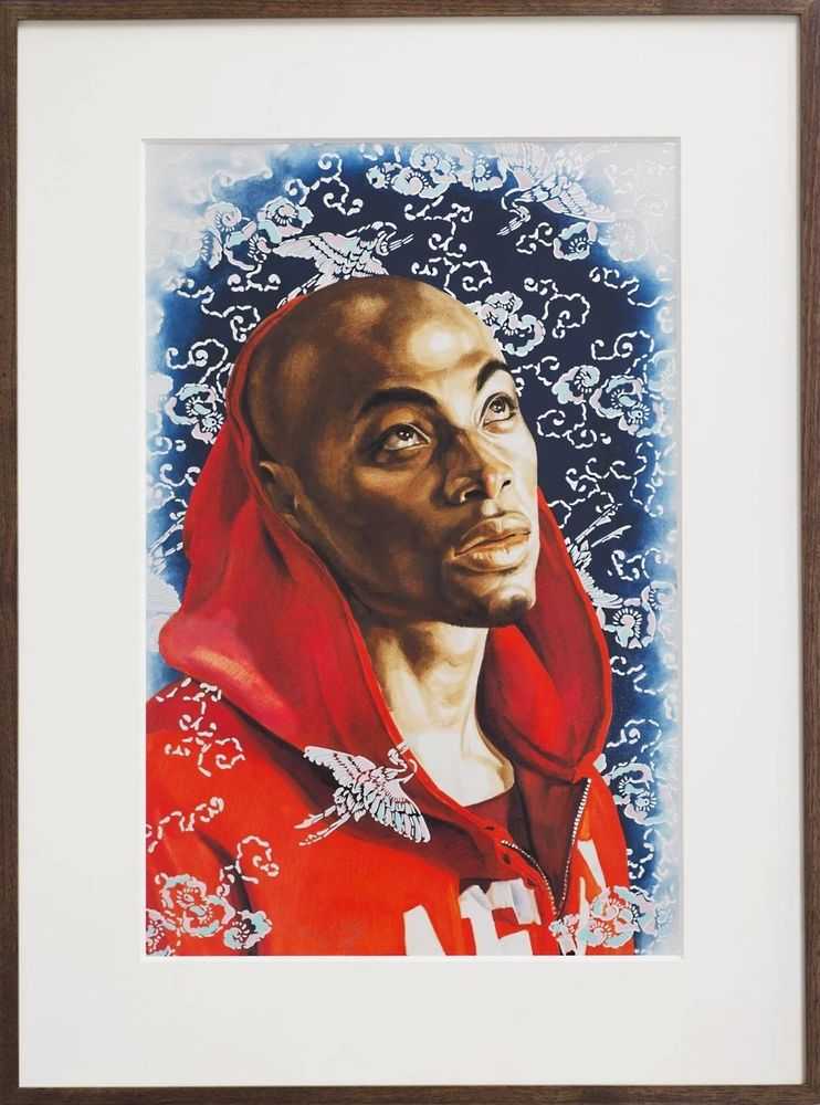 Kehinde Wiley, ‘Sophie Arnould Study II’, 07-11-2017, Print, Hand embellished pigment print on paper in artist's frame, Lapis Press, Numbered, Handfinished, Framed