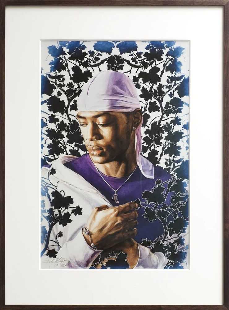 Kehinde Wiley, ‘Tomb of Pope Alexander VII Study I’, 07-11-2017, Print, Hand embellished pigment print on paper in artist's frame, Lapis Press, Numbered, Handfinished, Framed