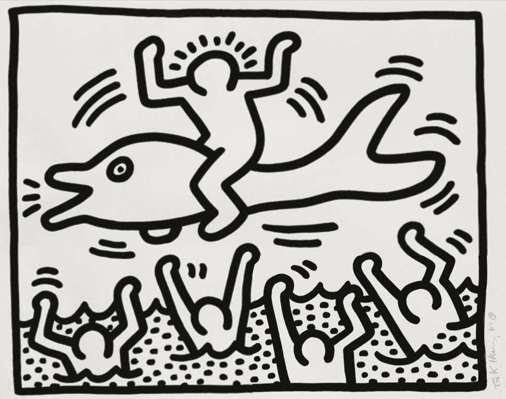 Keith Haring, ‘Man On Dolphin’, 1987, Print, Lithograph, null, Numbered, Dated