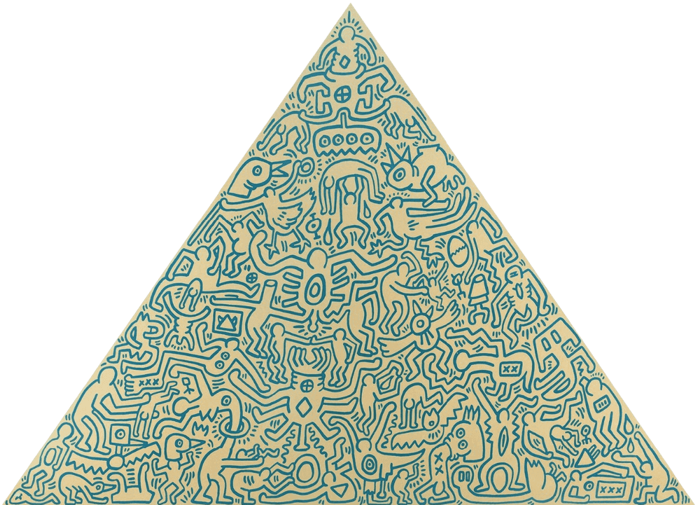Keith Haring, ‘Pyramid’, 1989, Sculpture, Screenprint on shaped anodized aluminum panel, null, Numbered, Dated