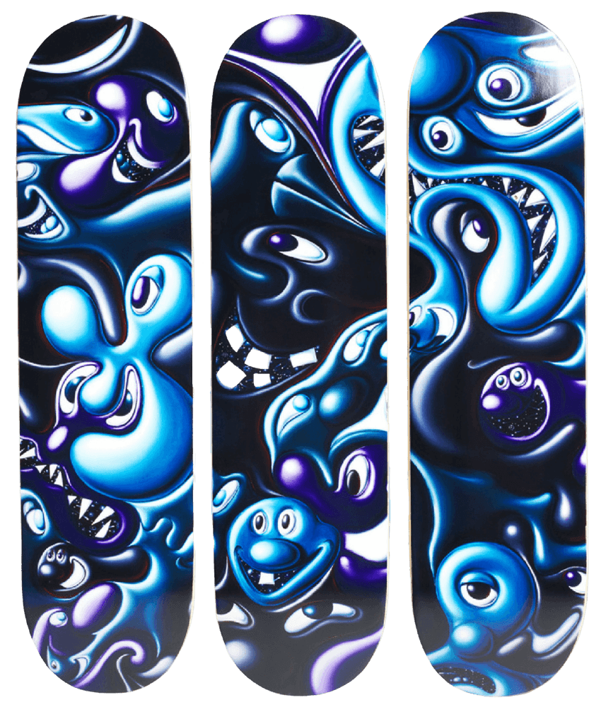 Kenny Scharf, ‘Blablobs (Set of Skateboards)’, 21-09-2021, Collectible, Full colour heat transfer graphic on a skatedeck, Self-released, 