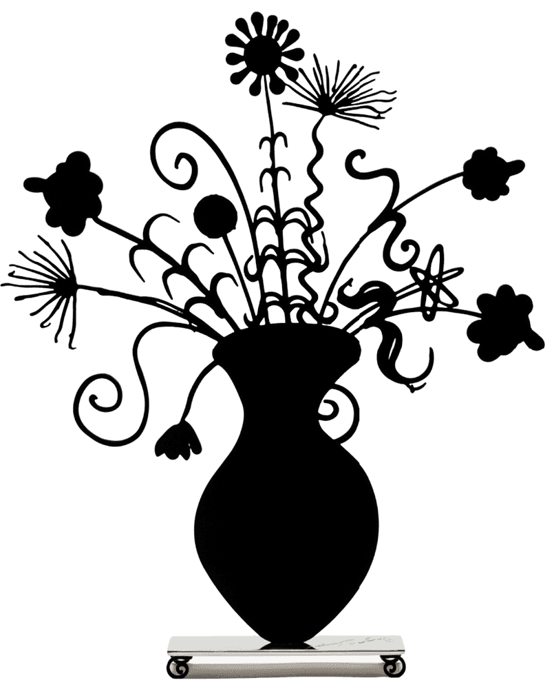 Kenny Scharf, ‘Flores (Sculpture) (Black)’, 01-10-2020, Sculpture, Shaped 3/8-inch aluminum, flocked on each side, and mounted on a 1/4-inch polished stainless steel base with flocked feet, Lococo Fine Art, Numbered
