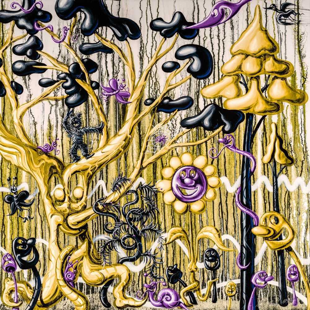Kenny Scharf, ‘Furungle (Gold)’, 2021, Print, Archival pigment ink print with silkscreened high gloss varnish and diamond dust on Innova Etching Cotton Rag 315 gsm fine art paper, Lococo Fine Art, Numbered
