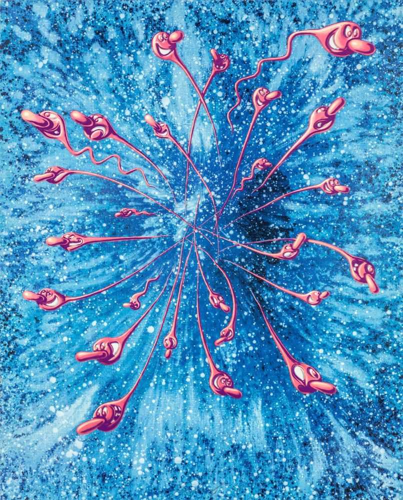 Kenny Scharf, ‘In The Beginning (Pink, Gloss & Glitters)’, 12-12-2019, Print, Lithograph 6 colours and gloss printed with Marinoni lithographic press, hand cut, glitters "Angel Dust" added by hand, JRP Editions, Numbered, Dated