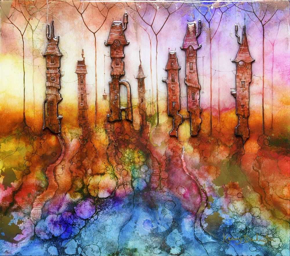 Kerry Darlington, ‘Little Wiccansville’, 2019, Print, board with gloss resin finish. Featuring raised 3D elements., null, Framed