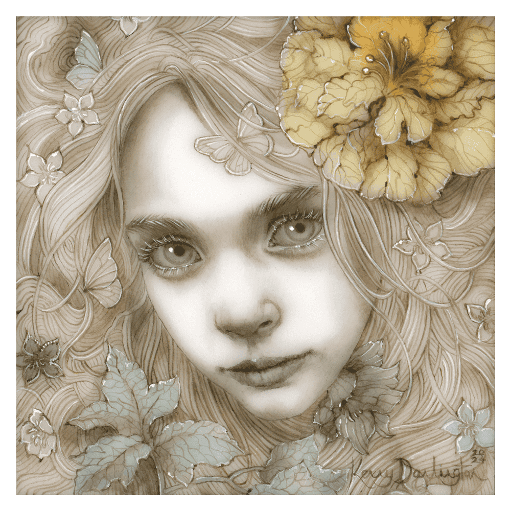 Kerry Darlington, ‘Marguerite’, 2024, Print, Mixed Media on fine art paper embellished with leaf and finished with a varnish., null, Framed