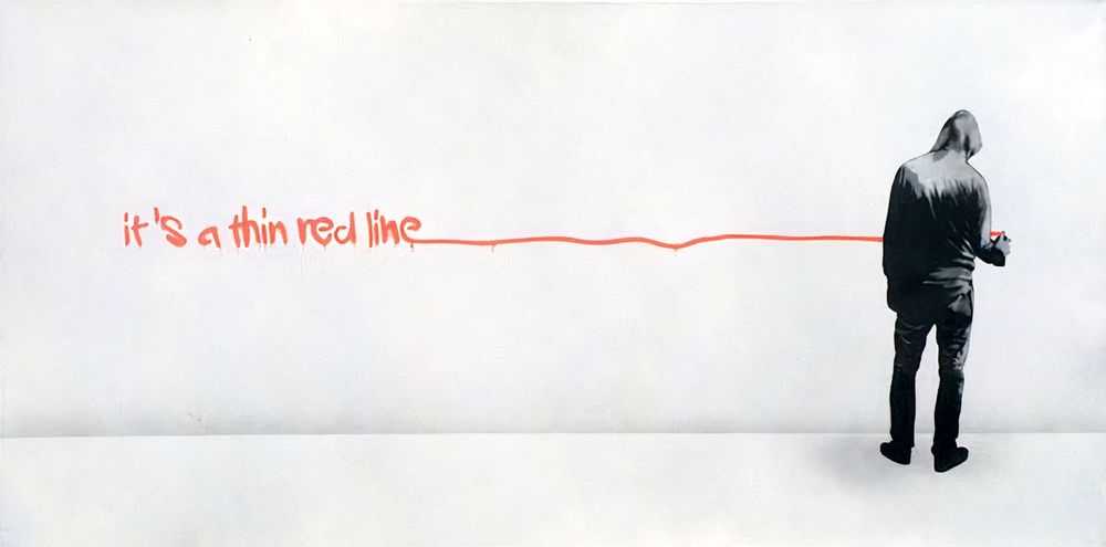 Kunstrasen, ‘It's A Thin Red Line Between Vandalism & Art’, 29-10-2015, Print, Spray Paint On 1 Inch Deep Edge Canvas, Graffiti Prints, Numbered, Handfinished