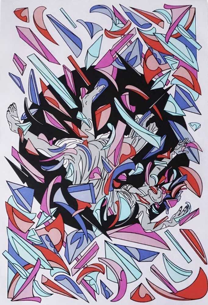 Louis de Guzman, ‘Falling through’, 2019, Print, Screenprint in colours on Cotton paper with deckled edge, Self-released, Numbered