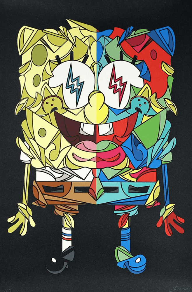 Louis de Guzman, ‘Split Screen Spongebob’, 2020, Print, screenprint with glitter on 330gsm fine art paper, Self-released, Numbered