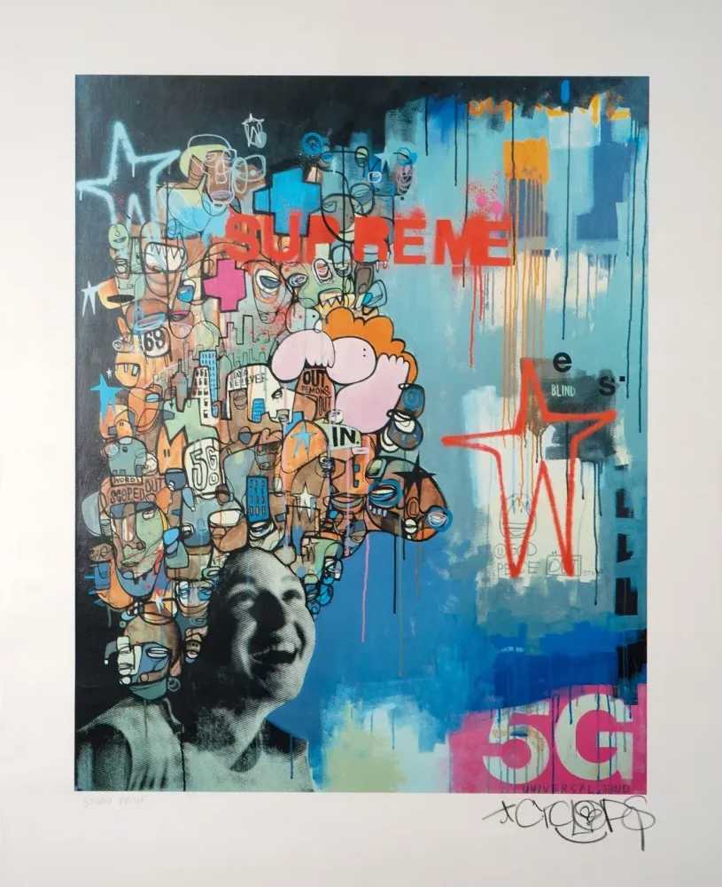 Lucas Price (Cyclops), ‘Universal Minds’, 2008, Print, Screenprint in colours with varnish on 410gsm Somerset Satin paper, Black Rat Press, Numbered