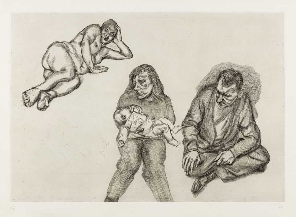 Lucian Freud, ‘Four Figures’, 1991, Print, Etching, null, Numbered