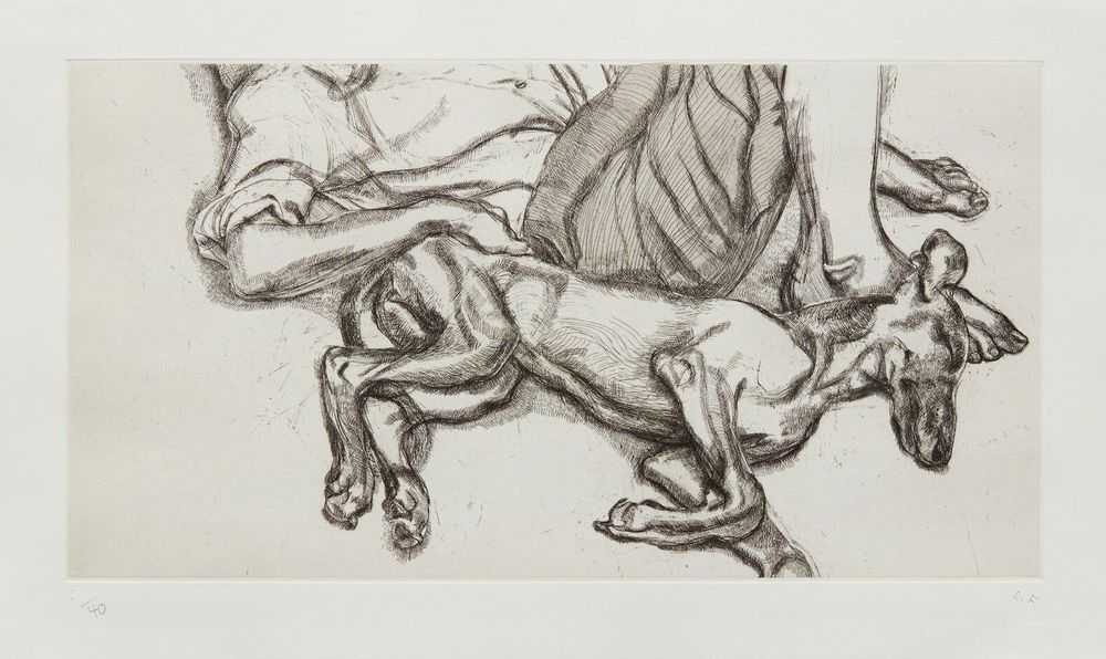 Lucian Freud, ‘Pluto’, 1988, Print, Etching and drypoint with hand-colouring in grey watercolour, on Somerset Satin paper, with full margins, co-published James Kirkman and Brooke Alexander, Numbered