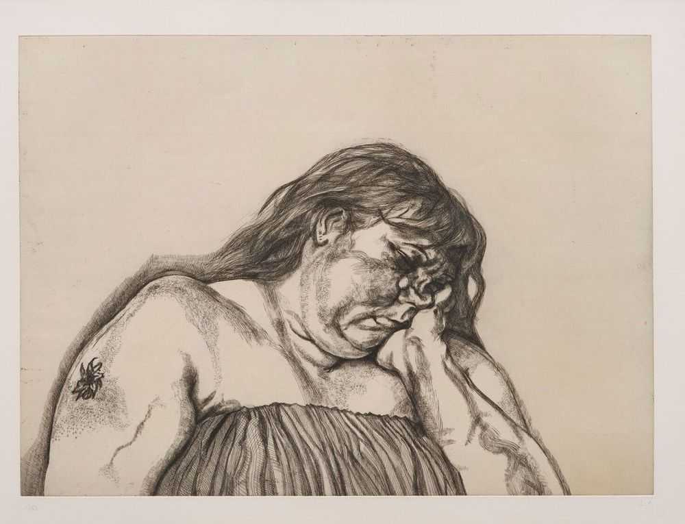 Lucian Freud, ‘Woman With An Arm Tattoo’, 1996, Print, Etching on Somerset Textured White paper, null, Numbered
