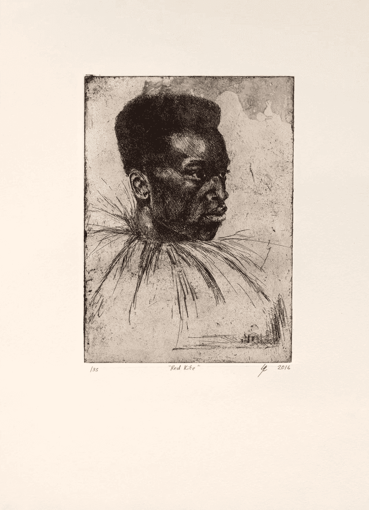 Lynette Yiadom Boakye, ‘Red Kite (For Parkett 99)’, 2016, Print, Etching on hard ground copper plate, on Somerset soft White 300 gm Velvet paper, null, Numbered, Dated