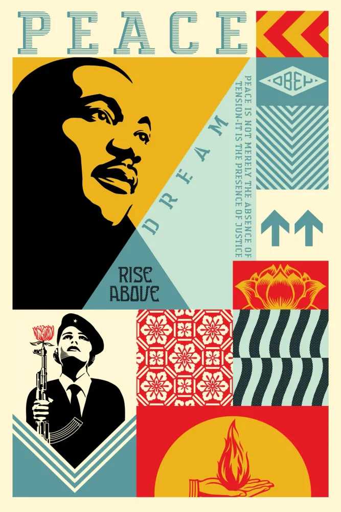 Shepard Fairey (Obey), ‘Dreams of Peace’, 2026, Print, Screen print on 80# cream Speckletone paper, Subliminal Projects, Numbered