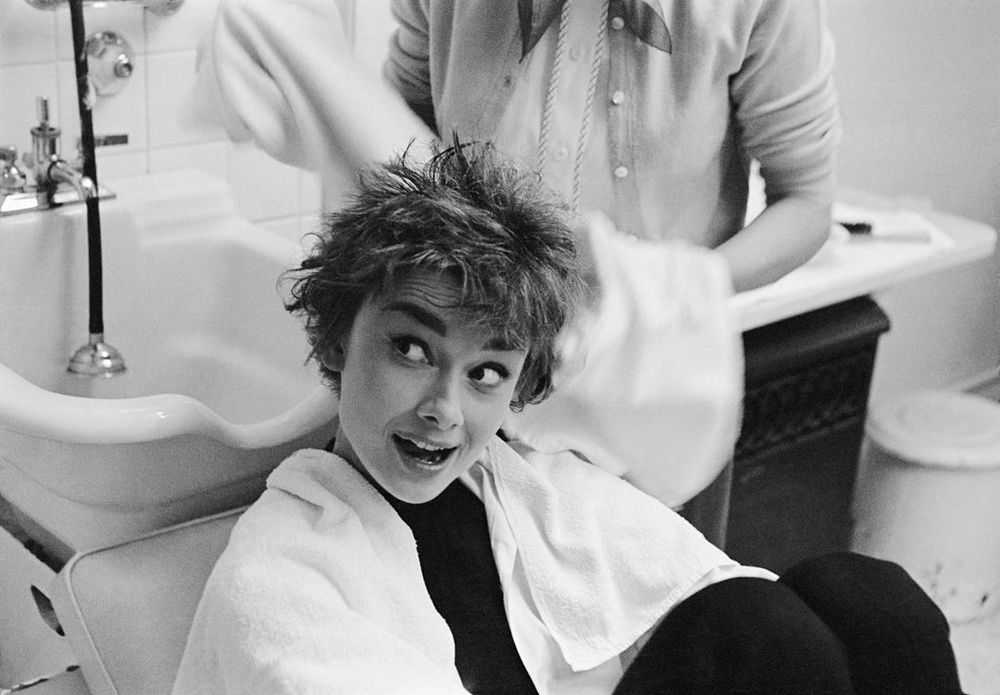 Mark Shaw, ‘Audrey Hepburn Being Towel Dried, 1953’, 1953, Print, Pigment print on Hahnemϋhle photo rag paper, null, 