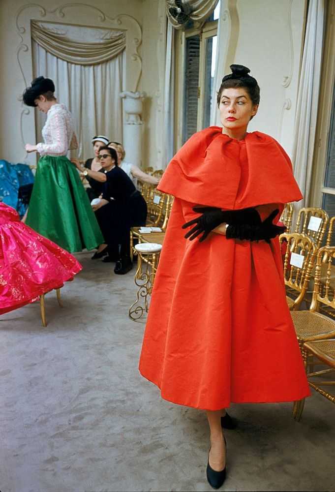 Mark Shaw, ‘Balenciaga, Orange Coat Arms Crossed’, 1953, Print, Pigment print on Hahnemϋhle photo rag paper, null, 