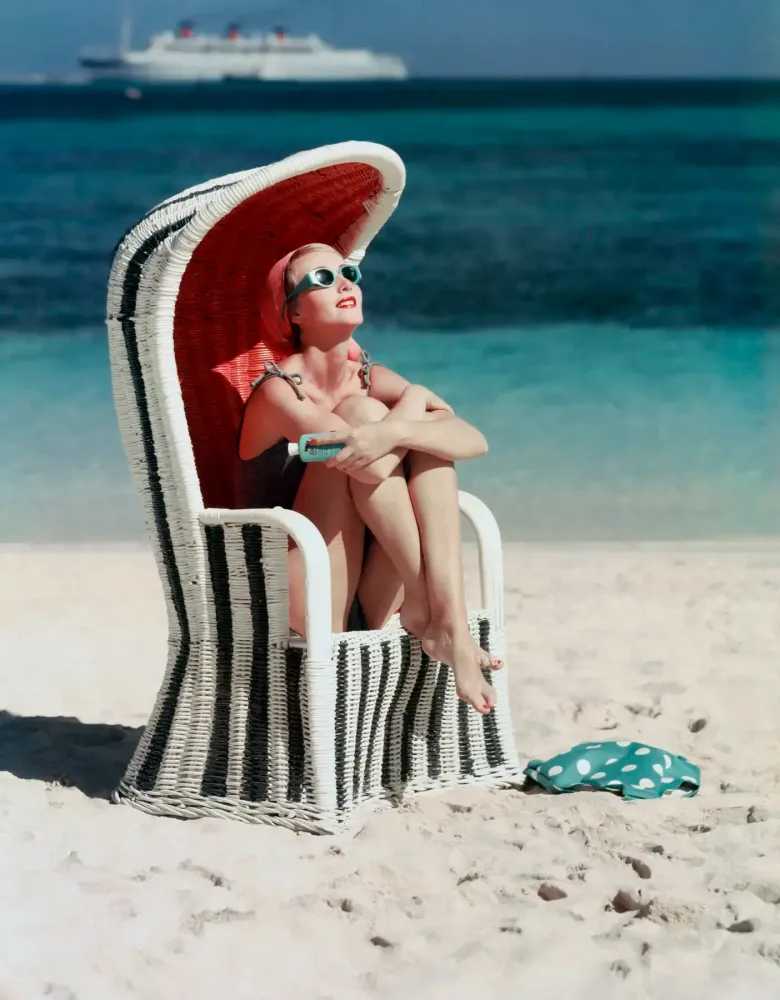 Mark Shaw, ‘Beach Striped Chair (Small)’, 1950, Print, Pigment print on Hahnemϋhle photo rag paper, null, 
