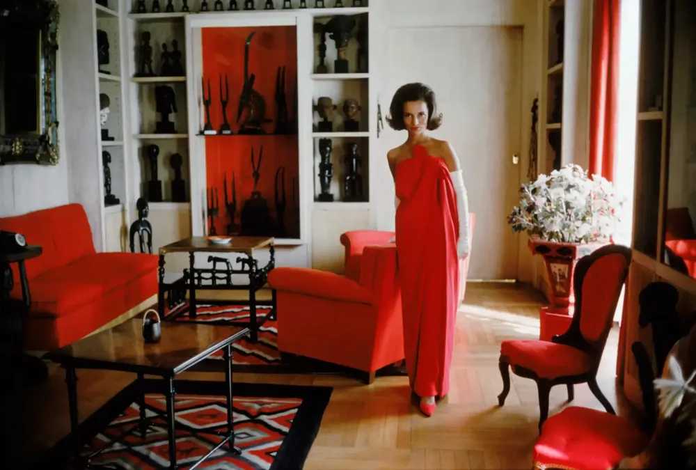Mark Shaw, ‘Lee Radziwill Red Gown in Red Room (Large)’, 1962, Print, Pigment print on Hahnemϋhle photo rag paper, null, 