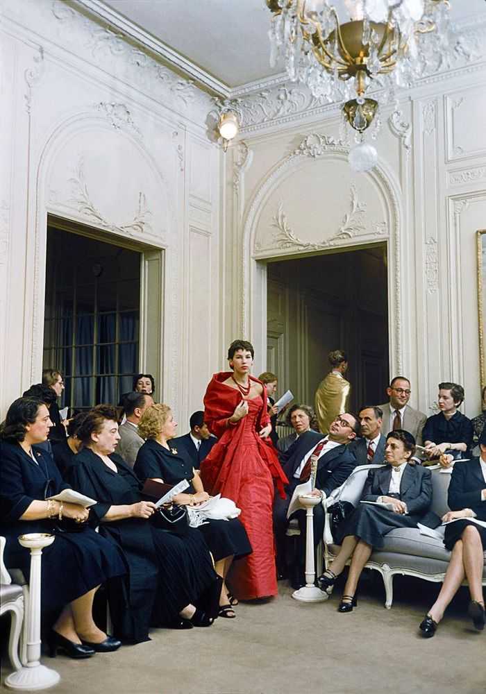Mark Shaw, ‘Salon Dior Man Agog Red Gown’, 1954, Print, Pigment print on Hahnemϋhle photo rag paper, null, 