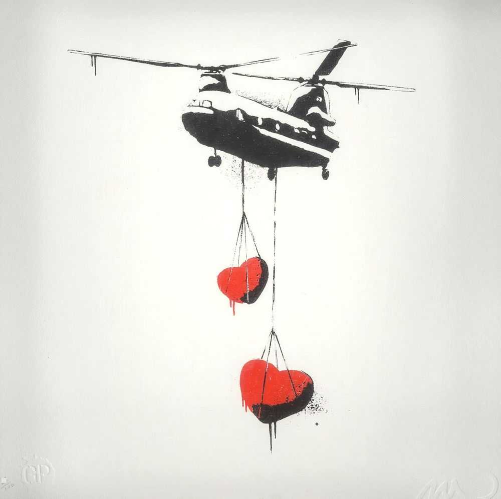 Martin Whatson, ‘Chinook Hearts (Red)’, 2011, Print, Screenprint on watercolour paper, Self-released, Numbered