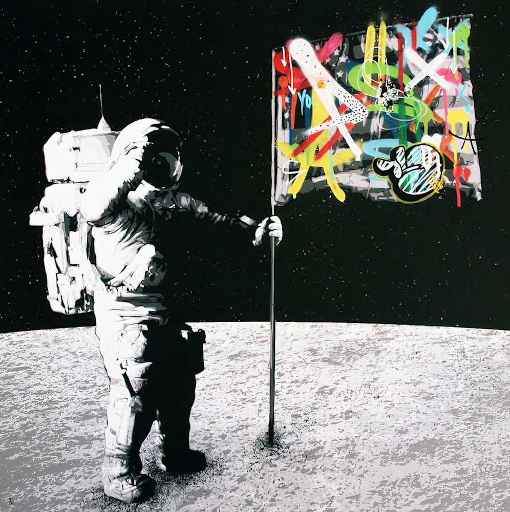 Martin Whatson, ‘One Small Step’, 2013, Print, 6 colour screenprint on 300gsm somerset paper with spot varnish. hand-finished in spray paint and posca pens, Graffiti Prints, Numbered, Dated, Handfinished