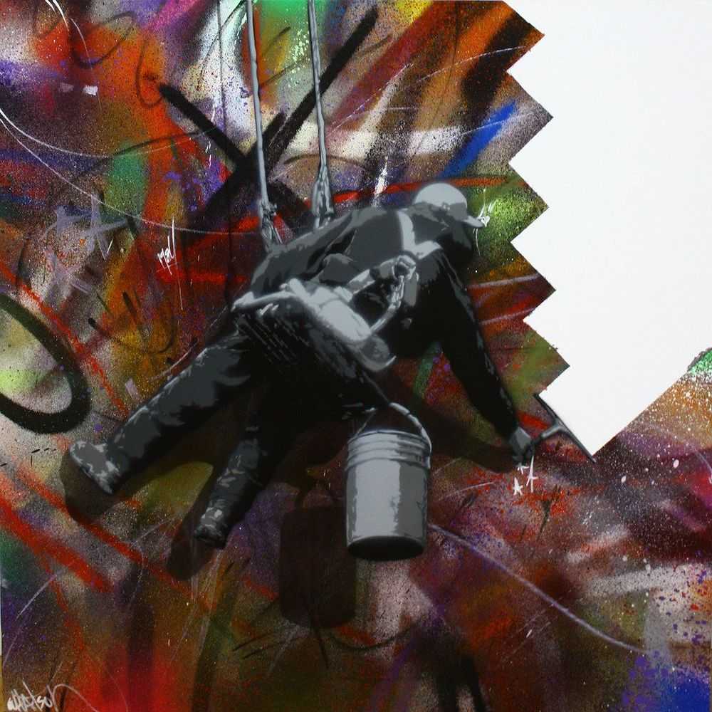 Martin Whatson, ‘Window Washer’, 2009, Print, Varied hand painted edition on canvas with unique handsprayed and tagged backgrounds, Edge Art, Numbered, Dated, Handfinished