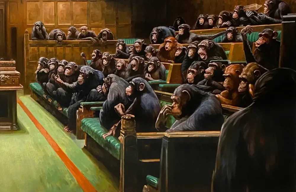 Mason Storm, ‘Monkey Parliament (2022)’, 2022, Print, Pigment print on Hahnemuhle Museum Etching 330gsm, Stowe Gallery, Numbered