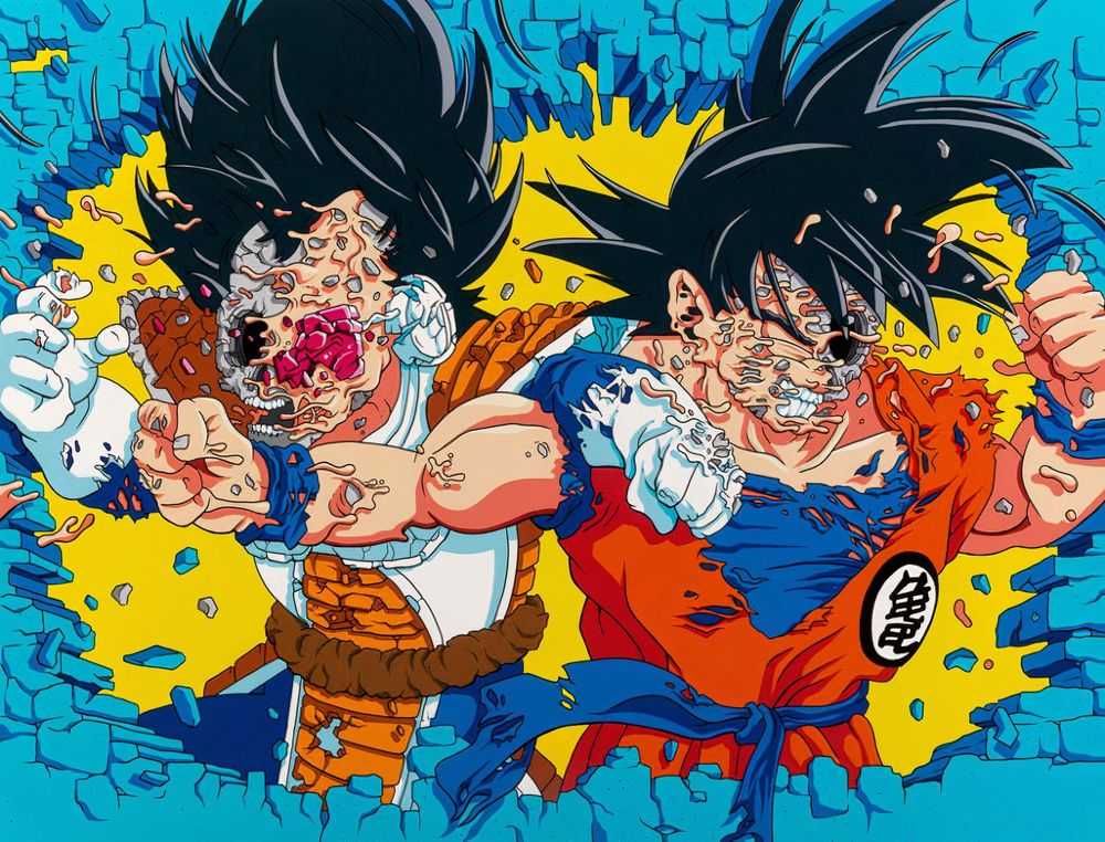 Matt Gondek, ‘Vegeta Vs. Goku (Hand Embellished)’, 02-06-2017, Print, Pigment print on Somerset Velvet Fine Art Paper. Handfinished with acrylic paint, Avenue des Arts, Numbered, Handfinished