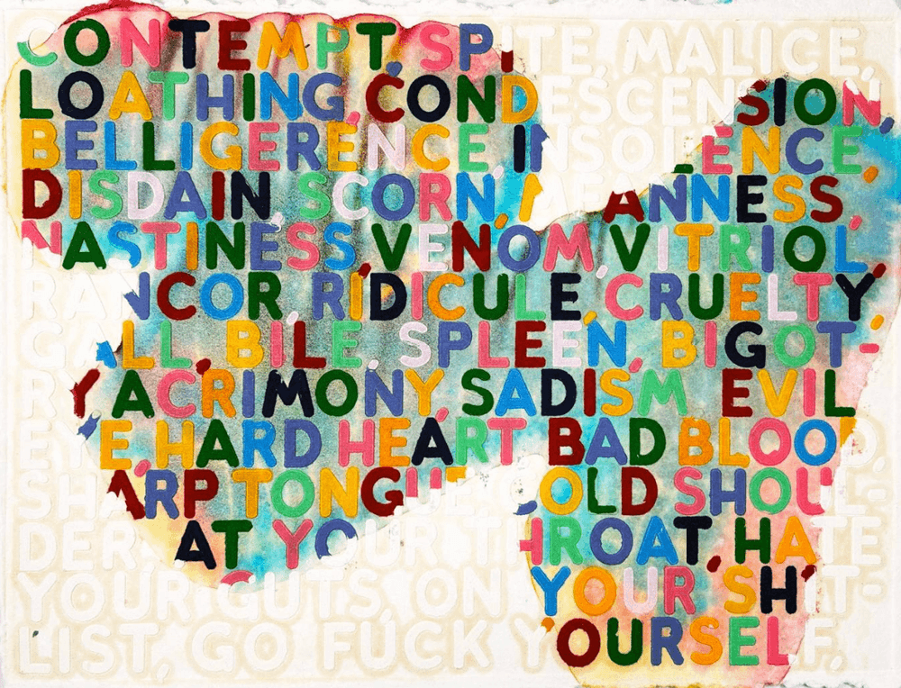 Mel Bochner, ‘Contempt’, 2005, Print, Monoprint with engraving and embossment on hand-dyed Twinrocker handmade paper, null, 