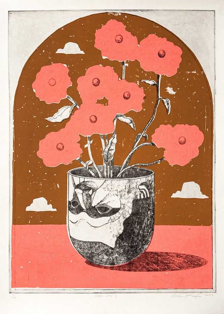 Michael Reeder, ‘Heady Vase I’, 2024, Print, Etching and two-color screenprint on BFK Rives 175gsm paper with deckled edges, null, Numbered