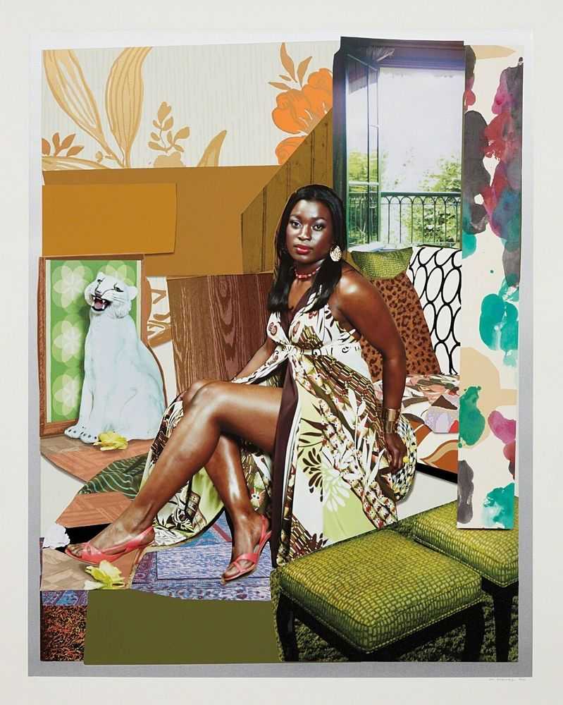 Mickalene Thomas, ‘I Have Been Good to Me’, 2015, Print, Unique mixed media print including screenprint, monoprint, silica flocking, wood veneer and digital printing in colors, on museum board, with full margins., null, Numbered, Dated
