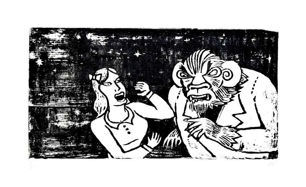 Mighty Mo, ‘Thirteen O'Clock (Black & White)’, 05-10-2009, Print, Woodcut, Prescription Art, Numbered