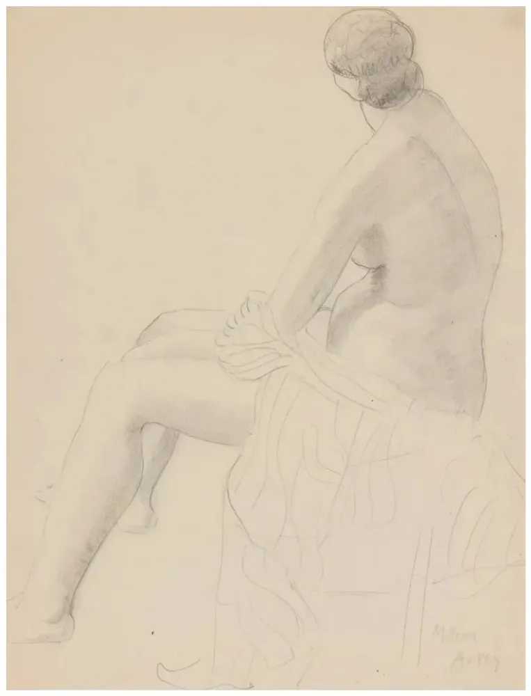 Milton Avery, ‘Nude with Drape’, 1955, Print, Pencil on paper, null, 