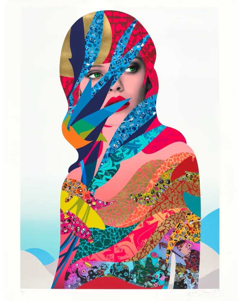 Miss Bugs, ‘Augmented Past’, 27-10-2020, Print, Archival Print / 7 Colour Screenprint (incl pearlescent, neon and varnish overlay)
Plus 24 carat gold leaf on Somerset Satin Enhanced 330g paper, Jealous Gallery, Numbered